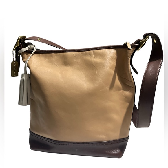 COACH Cream/Tan/Brown Leather Crossbody Bag Purse 👜 - Picture 5 of 10